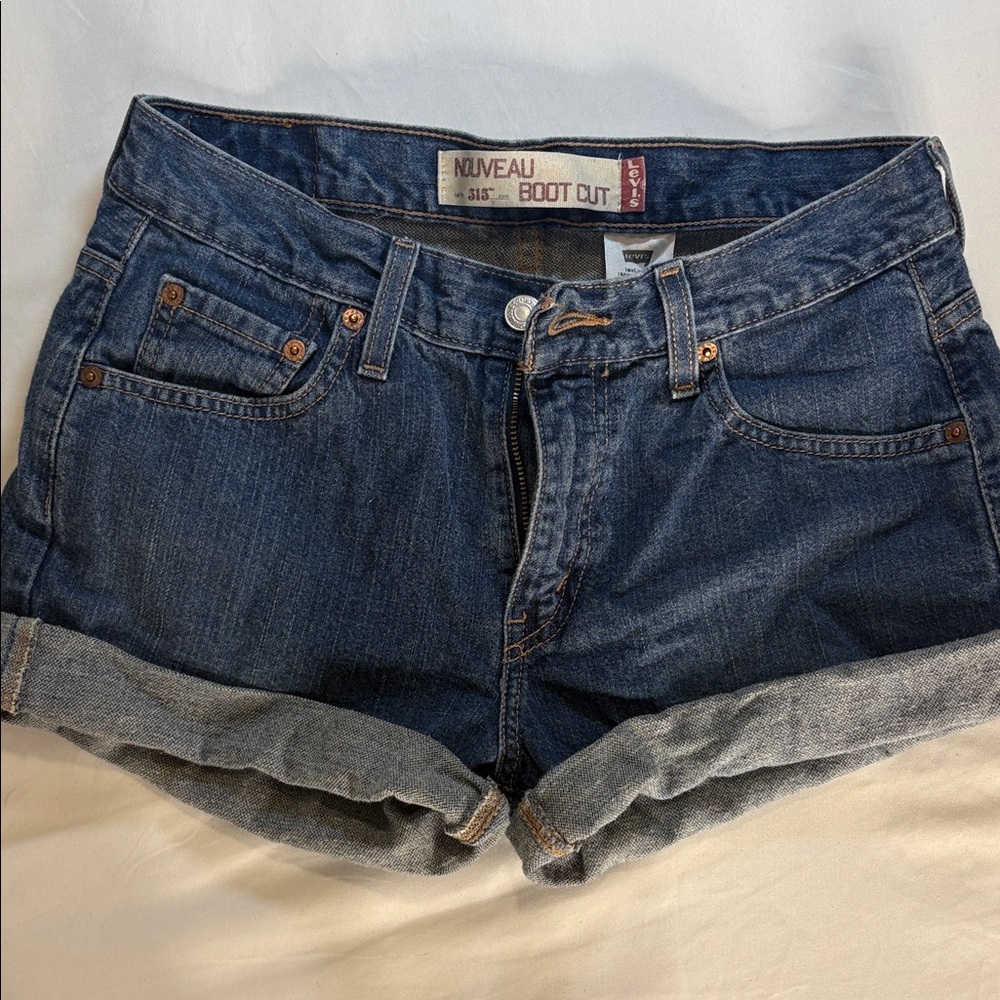Levi's Indigo Rolled Hem Jean Shorts